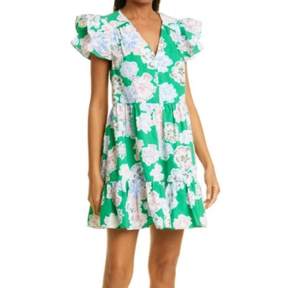 Tanya Taylor Medium Marisol Floral Print Puff Sleeve Dress | Medium